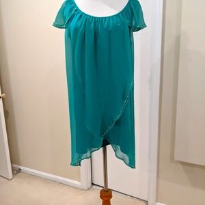 Green dress with gold details